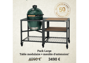 Barbecue Big Green Egg - Pack Large table modulaire + meuble d'extension - offre 50 ans