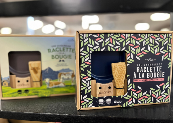 Coffret duo, appareils individuels à raclette à la bougie - origami ou vache